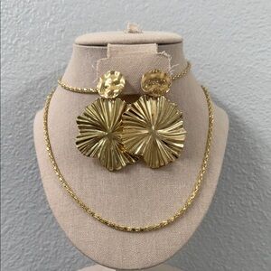 Gold Statement Earrings and Necklace Set